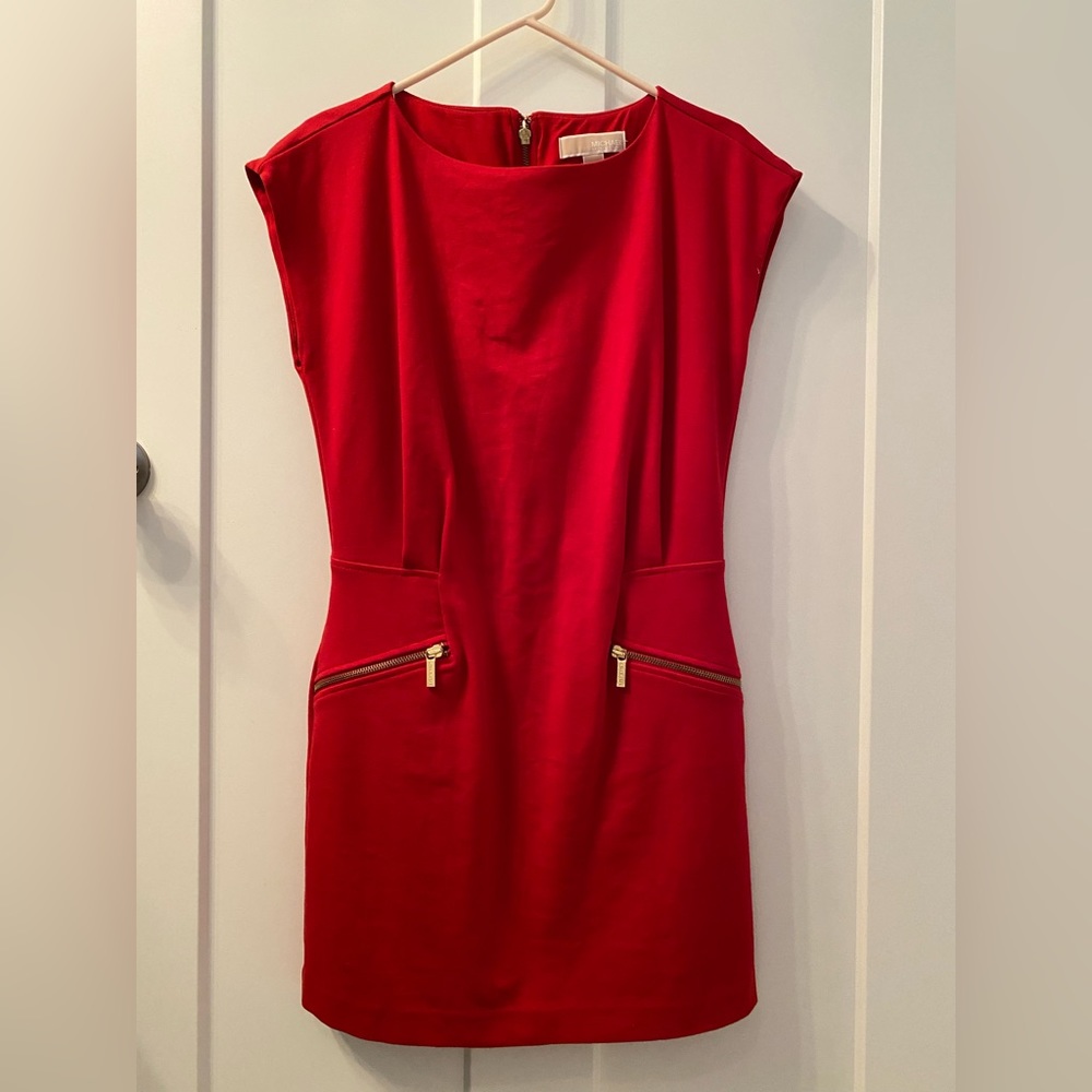 Michael Kors Dress - red with gold zipper pockets
